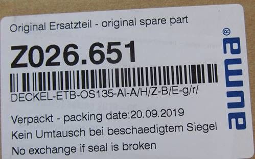 Z026.651 أجزاء محركات AUMA للمحركات متعددة الدوران SA 30.1 / SAR 30.1 أغلفة