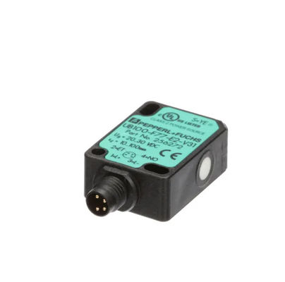 مستشعر الكشف المباشر بالموجات فوق الصوتية لـ Pepperl Fuchs UB100-F77-E2-V31 مع تأخير الاستجابة ≤ 50 ms كتلة 10 g