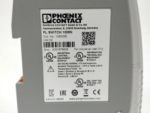 FL SWITCH 1008N 1085256 مفتاح Ethernet الصناعي بمستوى حماية IP54 ومستمر الخلية 0.05 سم-1