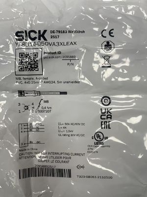 أطراف IP20 EN 60529 SICK YF8U14-050VA3XLEAX كابل مستشعر/مشغل مع استهلاك تيار 40 مللي أمبير