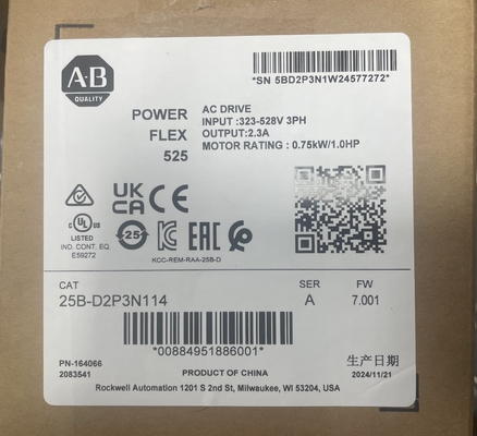 محرك تردد متغير Allen-Bradley 25B-D017N114 مع نطاق خرج ± 10 فولت 0…20 مللي أمبير وسرعة معالج 1.4 جيجاهرتز