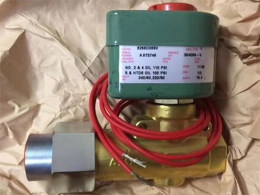 8266D069V 1/2 "NPT إميرسون ASCO 2 طريق صمام الكهربائي وقود زيت 120VAC 1/4" فتحة
